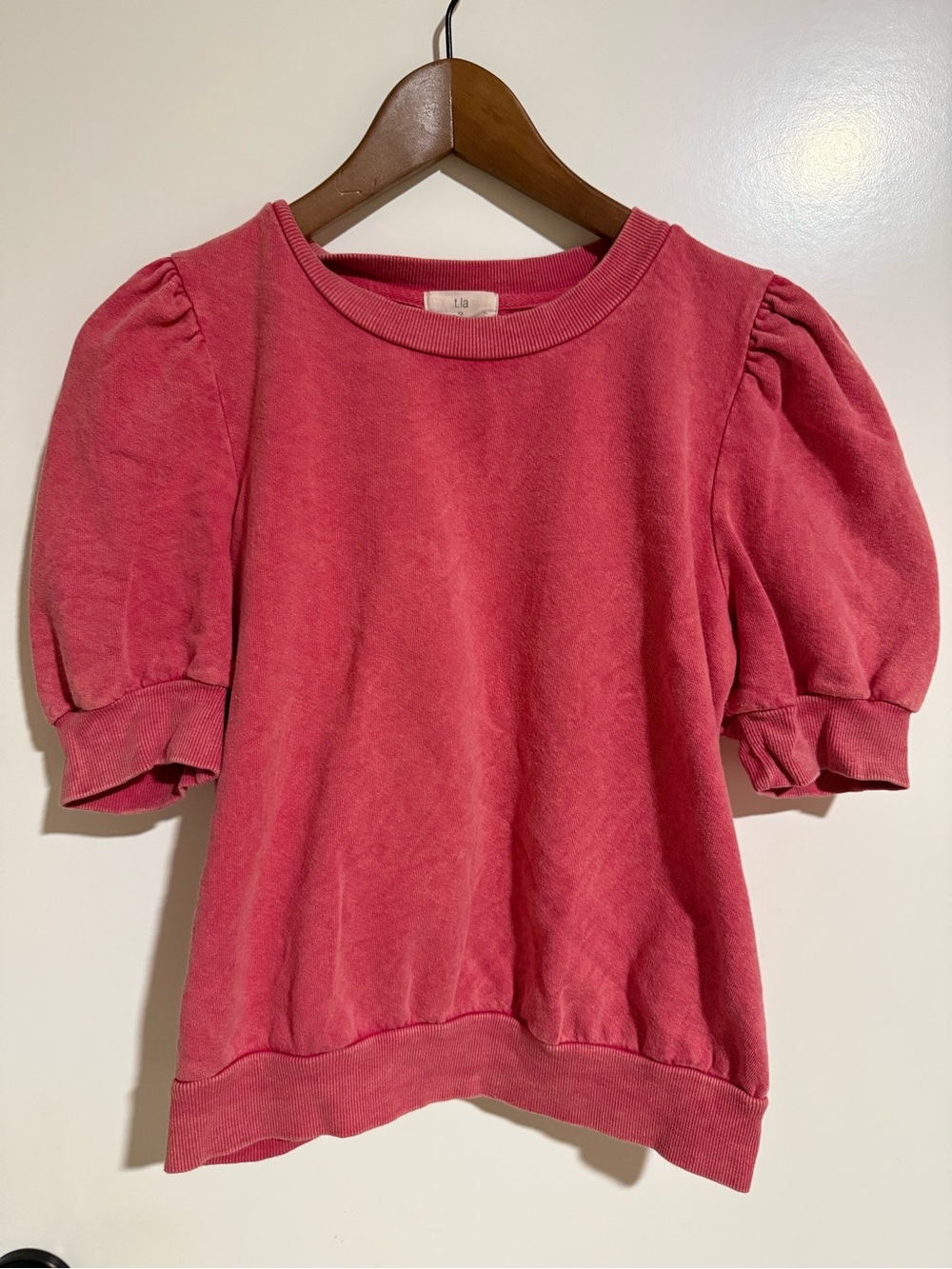 T.La Bubble Sleeve Crewneck Sweatshirt - Rose Pink